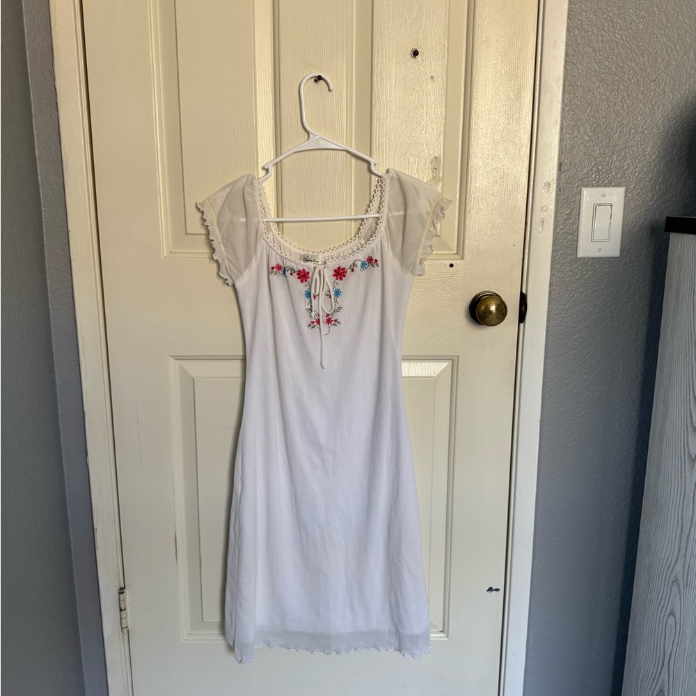 Charlotte Russe White Dress with Floral Embroidery